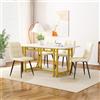 Merax Tavolo da pranzo rettangolare 120 x 70 cm, per 4-6 persone, telaio in metallo, gambe dorate, adatto per ristorante, soggiorno, cucina, soggiorno, bianco/oro