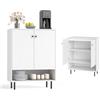 KOMFOTTEU Credenza da cucina con 2 ante, armadio a buffet con ripiano regolabile in 5 posizioni, mobile portaoggetti con dispositivo antiribaltamento, per soggiorno, 75 x 35 x 95 cm (bianco)