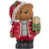 Viron Statua Teddy Bear in Resina con 4 Punti Luce a LED Bianchi Caldi Decorazione Dipinta a Mano Arredo Tradizionale Natalizio Funzionamento a Pile Stilo (37 cm, con Doni)