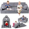CUPCHID Divano modulare per bambini, divano da gioco per bambini, camera da letto e sala giochi, in schiuma convertibile (set da 14 pezzi, grigio)