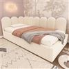 Zepneiy Divano letto 90 x 200 cm, con vano idraulico, pannelli laterali intercambiabili, letto imbottito con rete a doghe in metallo, in velluto beige (senza materasso)