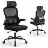 COSTWAY Sedia da Ufficio Ergonomica, Sedia da Scrivania Computer, Poggiatesta e Supporto Lombare, Regolabile in Altezza, Portata 120 kg, Nero