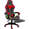 Bricozone Sedia Gaming Con Led Poltrona Scrivania Ufficio Racing PC Girevole Reclinabile Ecopelle Rotelle Cuscino Supporto Lombare Poggiapiedi Poggiatesta Braccioli Altezza Regolabile (Nero E Rosso)