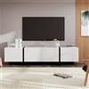 KAZZIO Mobile TV da 190 cm con 3 ante, 2 cassetti (bianco+nero)