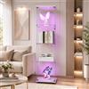 MIOOSUT Vetrina in Vetro con LED, Armadio da Collezione Moderno, Vetrinetta Espositiva LED, Vetrina Soggiorno con 4 Ripiani in Vetro con 1porta e Serratura, per Soggiorno,Ufficio,Oggetti da Collezione,Bianco