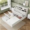 Moimhear Letto Matrimoniale 140 x 200 cm, Legno Massiccio, Porta USB, Contenitore Sotto il Letto, Vano Portaoggetti