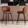 chairus 2 PZ Sgabelli Cucina in Ecopelle Sgabello da Bar, Marrone | Sgabelli Bar Moderni Design con Schienale Trapuntato Sedia Alta con Gambe in Metallo Sgabelli Imbottiti Penisola da Cucina