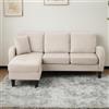 Cayipng Divano angolare a L con chaise longue - Divano a 3 posti,185 x 118 x 82 cm,Tessuto di cotone e lino traspirante,Gambe in plastica,Design modulare,Ideale per soggiorni,appartamenti e uffici,Beige