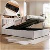 Autheria Letto Matrimoniale con Contenitore 160x200 cm USB C, Letto una piazza e mezza con Testiera e Vano Portaoggetti, Letto Contenitore con rete a doghe, Struttura Letto Matrimoniale
