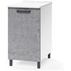 Linea Azzurra Base 40 Mobili Cucina Componibile con 1 Anta e 2 Ripiani in Legno Made in Italy H85xL40xP50 cm Elegante Funzionale Facile da Montare (Cemento)
