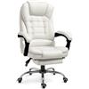 RMF PRO RMF Sedia Ufficio Ergonomica Professionale Reclinabile, Sedia Scrivania Seduta Comoda e Rilassante con Poggiapiedi - Poltrona Relax con Ruote Girevoli Altezza Regolabile Bianca