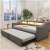 Lubvtti Divano letto estraibile 90/180 x 190 cm con contenitore multifunzione, con illuminazione LED e presa USB, grigio scuro (materasso non incluso)
