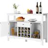 KOMFOTTEU Mobiletto Multioso a Buffet, Credenza Cucina con 2 Ante, 1 Cassetto, 12 Cubetti di Vino, 2 Ripiani, Armadietto da Soggiorno, Credenza Cucina Salvaspazio in Legno, 116 × 40 × 82 cm