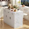 Wyibwy Isola cucina120x60x90,5cm,3 cassetti e 3 ante,design in marmo bianco,ripiani regolabili,cassetti silenziosi,isola cucina piano lavoro,carrello cucina,design dell'area bar