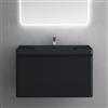 doporro Mobile Bagno Sospeso Mobile Sottolavabo da 90 cm Nero Opaco con Lavabo Integrato | Lavandino in Marmoresina con Foro Rubinetto e Troppopieno | Incluso Cassetto Soft Close Ancona