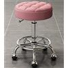 Generic Sgabello regolabile in altezza con ruote girevoli poggiapiedi rosa sedia da barbiere per salone estetista casa ufficio