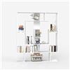 HOMASIS Libreria da Parete Geometrica con 7 Scomparti, Scaffale in Legno con Protezione Anti-Ribaltamento, Espositore Moderno, Libreria Divisoria Ambiente per Soggiorno, 125 x 22 x 150 cm (Bianco)