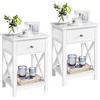 Yaheetech Set 2 Comodini Camera da Letto Bianco Comodino con Cassetto e Ripiano Mobiletto in Legno e MDF Mobile Moderno Arredamento da Divano Stile Shabby Chic 40 x 30 x 55 cm