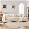 FAYICIC Design moderno, mobili imbottiti, tessuto ciniglia, divano a tre posti, divano imbottito, divano ad angolo con poggiapiedi, divano ad angolo a forma di L (beige)