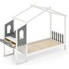 LIFEZEAL Struttura Letto con Scrivania con 2 Cassetti per Adulti e Bambini, Letto a Casetta con Contenitore, 200x90cm, Gambe in Legno Massello, Rete, Telaio, Base, Piattaforma, Cameretta, Dormitorio