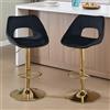Ya-Home Set di 2 Sgabelli da Bar in Velluto Sgabelli Cucina Sgabello con Gambe in Metallo Oro Sedie da Bar Regolabile e Girevole per Cucina Penisola,Nero