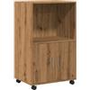 HEFZGDB Armadietto con Ruote Rovere Artigianale 55x40x91 cm Truciolato Vetrina Cucina Mobile Ingresso Credenza Cucina Mobile Salvaspazio Cucina per Cucina Soggiorno Sala Da Pranzo Camera Da Letto