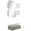 HOMCOM Mobile da Ingresso 2 in 1 con Specchio da Parete 75x3.5x75 cm e Cassetto 75x30.5x20 cm, Set da Ingresso in MDF e Vetro, Grigio e Bianco