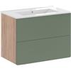 Vicco Set di mobili da bagno Izan, Goldkraft rovere/verde, 80 cm, composto da mobile sottolavabo e lavabo