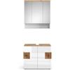 Vicco Set di mobili da bagno Eden, Bianco lucido, 73 cm, composto da specchio da bagno e mobile sottolavabo