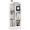 COSTWAY Libreria a 5 Cubi, Organizzatore di Stoccaggio Autoportante a 3 Livelli con 2 Kit Antiribaltamento, Mensola in Legno per Soggiorno Camera da Letto Ufficio, 50x24x104 cm (Bianco)