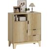 HOMCOM Credenza per soggiorno, mobile contenitore con 2 ante scanalate con chiusura morbida, 2 cassetti, ripiano regolabile e vano a giorno, credenza per sala da pranzo e cucina, 80 x 40 x 90 cm,