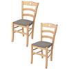 t m c s Tommychairs - Set 2 sedie modello Cuore per cucina bar e sala da pranzo, robusta struttura in Legno di faggio color naturale e seduta rivestita in tessuto colore capriolo