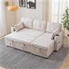 Soweiz Divano letto con funzione di sonno, divano a forma di L, design moderno, poltrona lounge con vano portaoggetti, con portabevande, divano letto, soggiorno e sinistra, intercambiabile (beige)