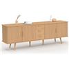 IDMarket - Credenza JULIETTE XXL 180 cm con 4 ante e 3 cassetti, doghe in legno color rovere