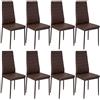 tectake® Set 8 Sedie Sala da Pranzo in Pelle Sintetica, Sedie da Cucina Eleganti e Comode, Sedie Sala da Pranzo Moderne Stabili e Robuste, Sedie da Pranzo Versatili - Marrone