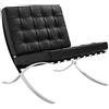 Furnwise Poltrona moderna in pelle per soggiorno con struttura in acciaio inox lucido (nero)