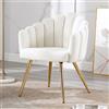 Ya-Home Poltrona Imbottita Poltroncina Moderna Sedia da Salotto in Pelliccia Sintetica Sedie con Gambe in Metallo Dorato Poltrone per Camera da Letto/Soggiorno, Bianco