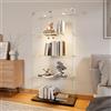 TIMORWTF Vetrina in vetro con LED, armadio vetrina per collezione trasparente, mobile vetrina in vetro con 2 ante a serratura e 4 ripiani vetrine soggiorno bar, 163 x 78,5 x 35 cm, nero