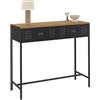IDMarket - Consolle a 1 cassetto ESTER con piano in metallo nero e legno dal design industriale