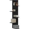 ROMHZKS Scaffale Angolare Muro Nero 36,5x36,5x140 cm Legno Multistrato, Scaffali da parete, Mensole per libri, Mensole per foto, Supporti da parete, Organizza e Decora la Tua Casa in Stile