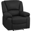 Totò Piccinni Set Divano 2 o 3 posti, Poltrona Relax CALIPSO Reclinabile, ImbottitI con Braccioli e Poggiapiedi (Effetto Nabuk Nero, Poltrona)