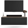 Planetmöbel Mobile TV West, porta TV lungo 100 cm, mobiletto TV sospeso o da appoggio, mobile TV per soggiorno, mobile porta TV 37,8 x 100 x 30 cm, rovere dorato antracite
