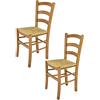 t m c s Tommychairs - Set 2 sedie modello Venice per cucina bar e sala da pranzo, robusta struttura in legno di faggio color rovere e seduta in paglia