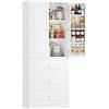 FOREHILL 150cm Credenza Cucina con 3 Cassetti, Dispensa Cucina con 8 Ripiani della Porta, Mobile Dispensa a 2 Ripiani Regolabili, per Sala da Pranzo, Soggiorno, 60x40x150 cm, Bianco