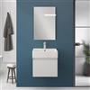 Inbagno Mobiletto Bagno Sospeso Salvaspazio Da 50 Cm In Legno Nobilitato Bianco Linea Kira Con 1 Anta Dalla Chiusura Soft-Close, Completo Di Specchio 50x60 Cm E Lavabo