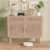 ZHDOKA Mobile portaoggetti in rattan, 100 x 35 x 80 cm, credenza con 2 cassetti e 2 porte, credenze, sala da pranzo, armadio da cucina per soggiorno, credenza armadio per cucina, stile campagna