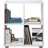 MAKA change your life quality MAKA Libreria Scaffale per Soggiorno 4 Ripiani Scaffalatura Portaoggetti Libri Svuotatasche in Legno con Rivestimento Laminato Verticale Orizzontale Mobiletto Cucina Ufficio Studio (Bianco, Leonardo)