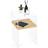 mobiltema - tavolino plexiglass da salotto moderno, comodino acrilico trasparente effetto vetro, stretto e piccolo, tavolino soggiorno di design, laterale da divano, 35x54x35 (1, ripiano rovere)