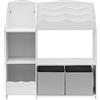 Rebecca Mobili Organizer Giocattoli, Scaffale Per Cameretta, Bianco, MDF TNT, 2 Ceste, 5 Scompartimenti, Per Cameretta - Misure HxLxP: 90 x 93 x 30 cm - Art. RE6848
