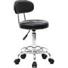 TactFire Sgabello ergonomico con rotelle e schienale, sgabello da lavoro, sgabello girevole, sgabello con rotelle girevole a 360°, regolabile in altezza 48-58 cm per ufficio, salone, massaggio, spa